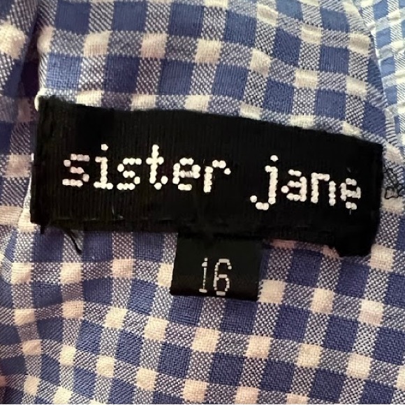 Sister Jane Pebble Gingham Mini Dress in Blue/White Sz 16 - Picture 15 of 15